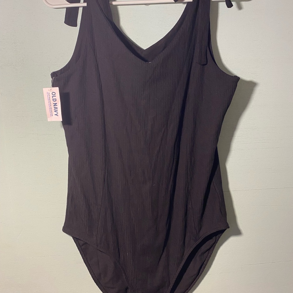 Black V-Neck One-Piece bodysuits